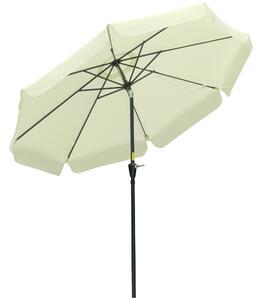 Outsunny Ombrellone da Giardino Rotondo Φ266x250cm Beige, con Palo Centrale e Sfiato Superiore, Protezione UV|Aosom