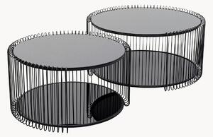 Set di 2 tavolini da salotto con piano in vetro Wire Double