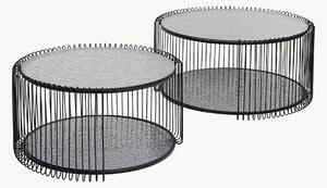 Set di 2 tavolini da salotto con piano in vetro Bubble