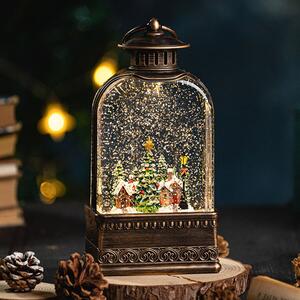 Lanterna natalizia luminosa Palla di neve Albero di Natale paesaggio invernale musicale USB e Batteria Bianco Caldo Wisdom