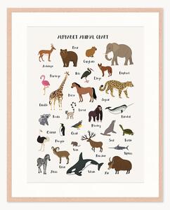 Stampa digitale incorniciata per bambini Alphabet Animal Chart, varie misure