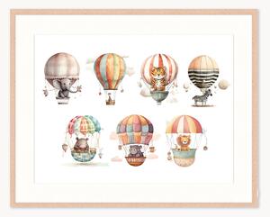 Stampa digitale incorniciata per bambini Flying Animals, varie misure