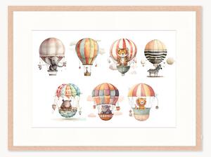 Stampa digitale incorniciata per bambini Flying Animals, varie misure