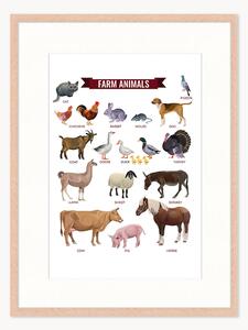 Stampa digitale incorniciata per bambini Farm Animals, varie misure