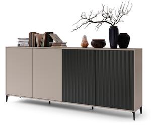 Comò RIMINI K-242 Beige Taupe/Nero Opaco - MODERNO MOBILE CON ANTE SCANALATE