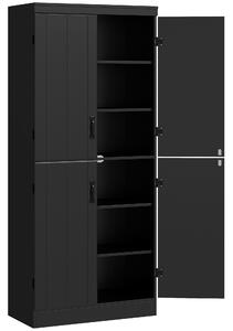 HOMCOM Credenza alta da cucina, armadio da cucina con 4 ante e 6 livelli e ripiani regolabili, 76 x 40 x 176,7 cm, nero | Aosom Italy