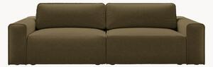 Divano letto 3 posti in ciniglia con contenitore Victor, larg. 246 cm