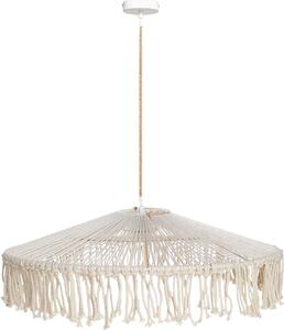 BELIANI Lampada a sospensione in corda di carta bianca con nappe intrecciata a mano con nappe illuminazione in stile boho