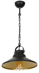 Lampada a sospensione Iron nero opaco-oro opaco 1xE27x15W metallo dim.: 62x31x31 cm IP20 Luminex