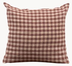 Copricuscino in lino Chocolate Gingham