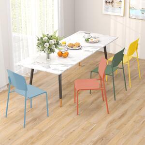Costway Set di 4 sedie da pranzo con schienale ergonomico e seduta ampia, Sedie laterali senza bracci portata 160kg Colorato
