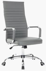 Sedia da ufficio ergonomica, in ecopelle, regolabile in altezza, colore grigio