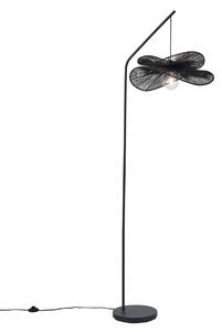 Lampada da terra Art Déco nera con paralume nero - Nest