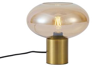 Lampada da tavolo di design in ottone con vetro ambrato - Umbrella