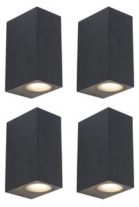 Set di 4 luci da parete intelligenti nere IP44 incl. 8 GU10 Wifi - Baleno