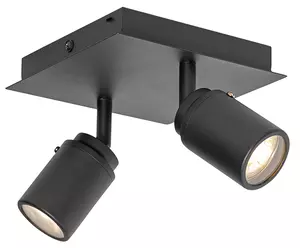 Faretto da soffitto per bagno intelligente nero quadrato IP44 con 2 GU10 Wi-Fi - Ducha