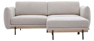 Divano design 3 posti e poggiapiedi in tessuto ciniglia beige e metallo nero TODD