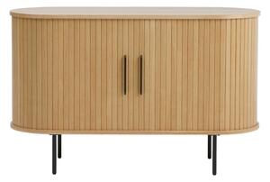 Cassettiera di colore naturale con effetto rovere con ante scorrevoli 120x76x45 cm Nola – Unique Furniture
