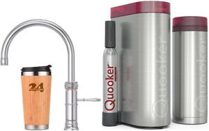 QUOOKER CLASSIC FUSION ROUND beccuccio fisso in acciaio inox VAQ PRO3 con CUBE 2 (3CFRRVSCUBE) Rubinetto per acqua bollente a 100°C con sistema di acqua potabile Incl. tazza termica