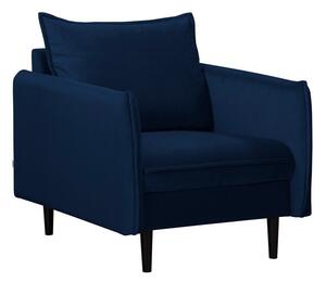 Poltrona blu scuro con rivestimento in velluto Juli – Ropez