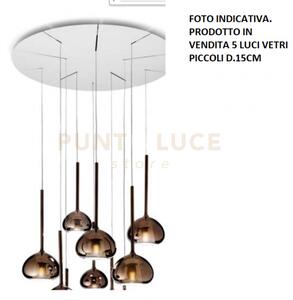 Beba lampadario a sospensione tondo 5 luci vetri bronzo attacco g9