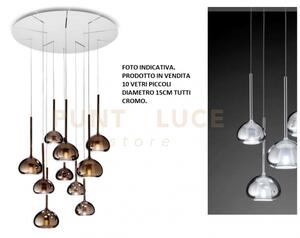 Beba lampadario a sospensione tondo 10 luci vetri cromo attacco g9 