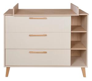 Cassettiera per bambini color crema/di colore naturale con effetto rovere con fasciatoio 117x103x78 cm Jil – Roba