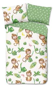Set copripiumino e federa da bambini verde/beige in cotone per letto singolo 140x200 cm Play – Good Morning
