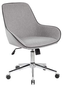 Sedia girevole da ufficio, rivestita in tessuto, cromata, regolabile in altezza, colore grigio