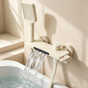 Rubinetto per doccia a cascata con soffione manuale e 4 modalità di getto, bianco