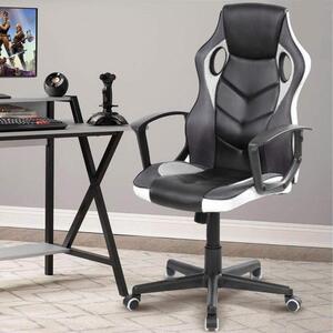 Sedia da gaming ergonomica, in ecopelle, regolabile in altezza, colore bianco