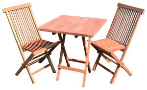 Set da balcone XL in teak, 3 pezzi, con tavolo 80x80 cm + 2 sedie da giardino coltivate in piantagione