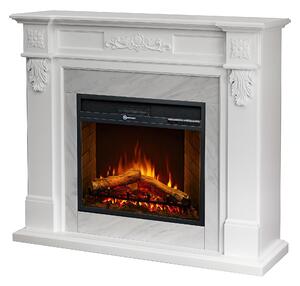 Camino elettrico caminetto da terra TRUMAN in legno Bianco Made in Italy in legno Bianco Dimensioni 121x38x h 108 cm Peso 35 kg Volume riscaldabile 30 m2