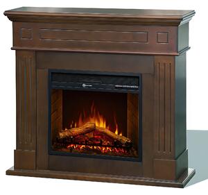 Camino elettrico caminetto da terra CAMBRIDGE in legno NOCE Made in Italy in legno Bianco Dimensioni 110x36x h 100 cm Peso 30 kg Volume riscaldabile 30 m2