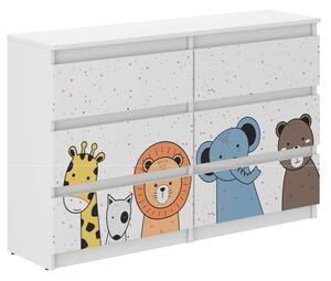 Cassettiera per bambini con animali, 77 x 30 x 120 cm