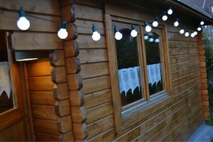 FHS International Catena luminosa LED da festa 50 palline bianche 50 LED bianco caldo 12,25 m