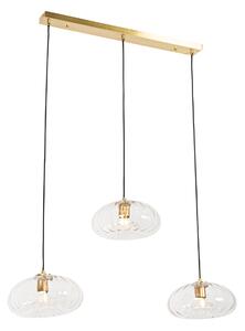 Hanglamp goud met glas langwerpig 3-lichts - Ayesha