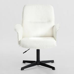 Sedia da ufficio rivestita in tessuto bouclé, regolabile in altezza, colore bianco