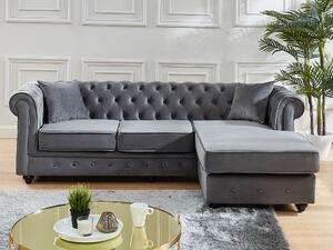 Divano angolare chesterfield reversibile in velluto Antracite - TOLEDO