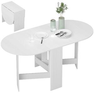HOMCOM Tavolo Pieghevole per 6 Persone con 2 Ribalte Ovale in Legno, 163x80x75 cm, Bianco | Aosom Italy