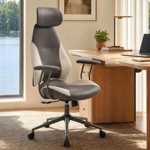Sedia da ufficio con schienale alto, rivestita in tessuto simile al suede, regolabile