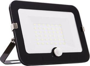 Faretto LED da 30 W nero, proiettore con sensore di movimento, design piatto, IP44