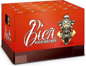 Itenga calendario dell'avvento per cassa di birra motivo 2 Babbo Natale in moto calendario dell'avvento per cassa di birra