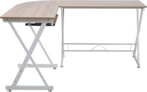 SVITA ECKHART Scrivania angolare effetto rovere con gambe in metallo bianco - Scrivania per computer, scrivania da ufficio, scrivania da lavoro, scrivania per PC