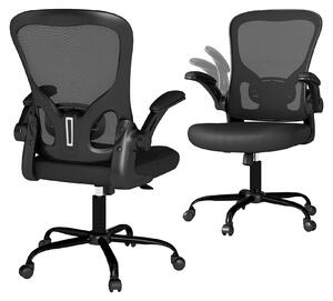 Sedia da ufficio con supporto lombare, schienale a rete, regolabile in altezza, colore nero