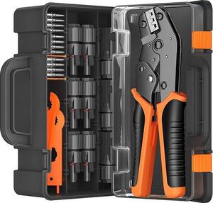 Set di strumenti per crimpare connettori per cavi solari – Include 12 paia di connettori e chiavi – Pinza regolabile – Impermeabile IP67