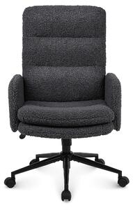 Sedia da ufficio con schienale alto, rivestita in ecopelliccia, regolabile in altezza, color grigio scuro