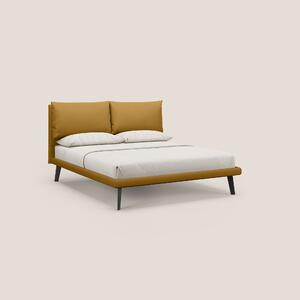 Astrid letto imbottito con piedi in legno in microfibra smacchiabile T