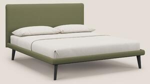Noel letto minimal scandinavo con piedi in mogano e tessuto fiammato i