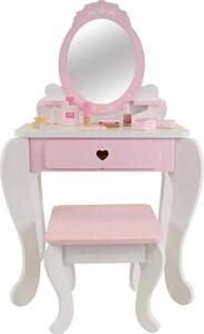 Bandits & Angels Tavolo da trucco per bambini Julia Bianco Rosa con specchio per bambine dai 3 anni in su - Tavolo da trucco in legno - Tavolo da trucco con sgabello incluso - Per bambini